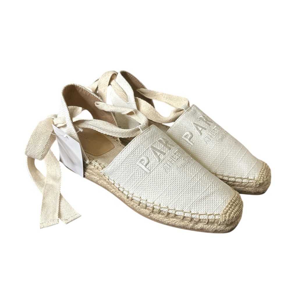 NEW H&M White Canvas Espadrilles w\embroidered Paris Athletique depuis 1970